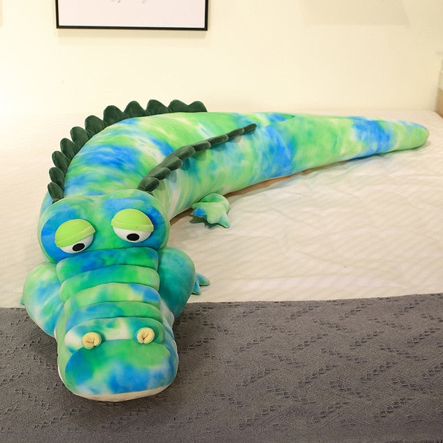 Travesseiro de pelúcia macio de crocodilo colorido