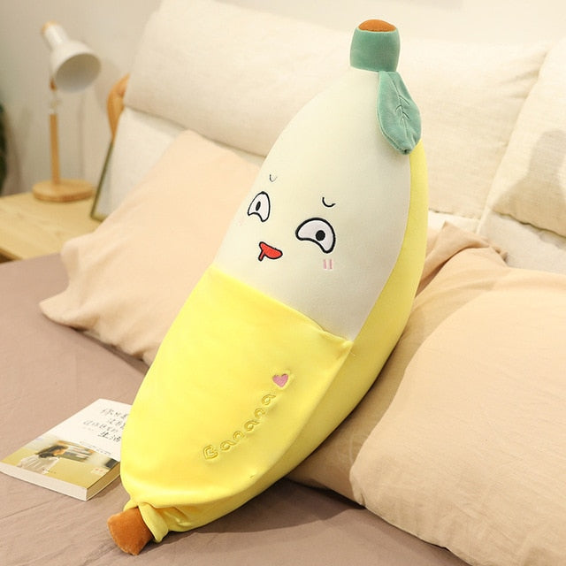 Gefülltes Plüsch-Kissenspielzeug mit geschältem Bananengesicht