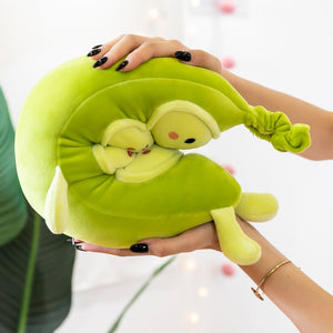 Grüne Erbsenschoten Weich gefülltes Plüsch-Kissenspielzeug