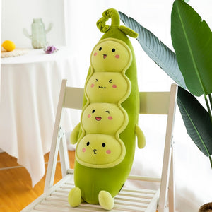 Green Pea Pods Soft Stuffed Plush Pillow Toy