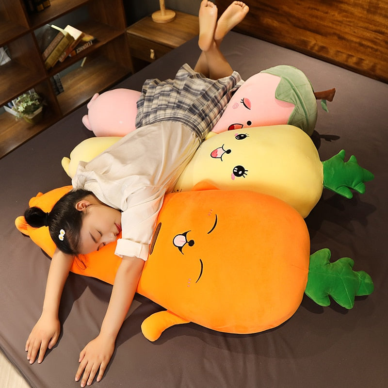 可爱的巨型水果蔬菜填充毛绒枕头玩具