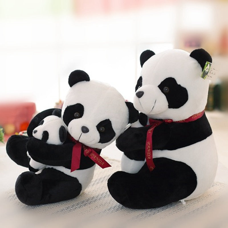 母猪和幼崽熊猫熊毛绒毛绒玩具