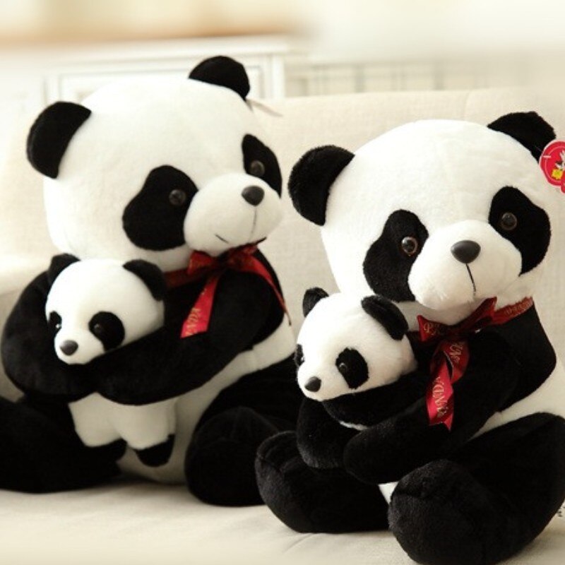 Sugga och unge Pandabjörn Mjuk plyschleksak