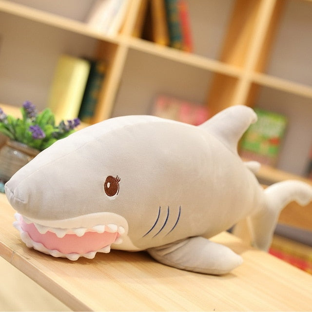 Jucărie cu pernă de pluș moale de rechin cu gură mare