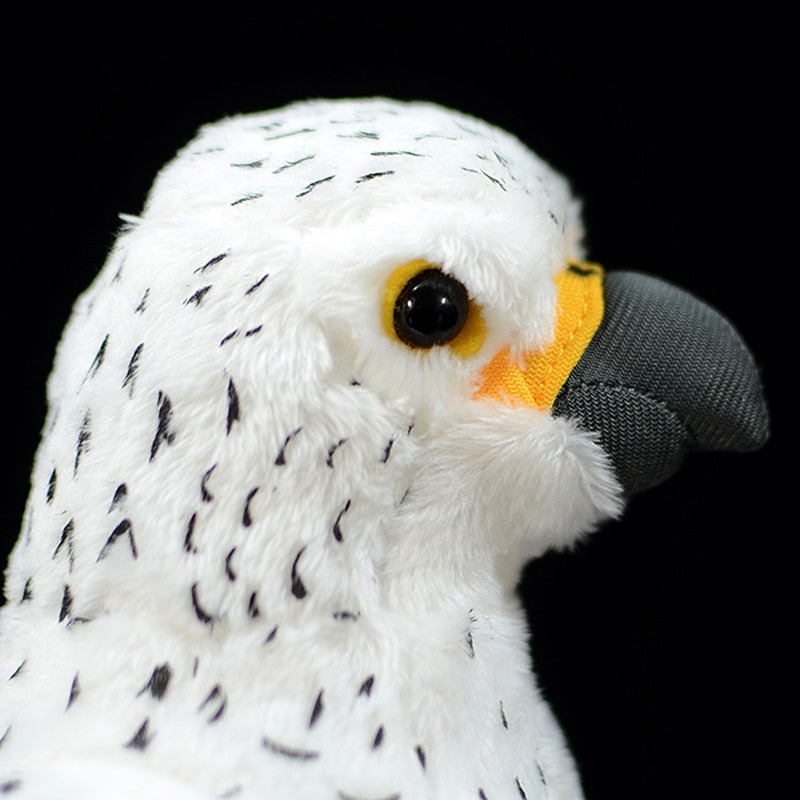 Giocattolo di peluche ripieno morbido uccello Gyrfalcon bianco realistico
