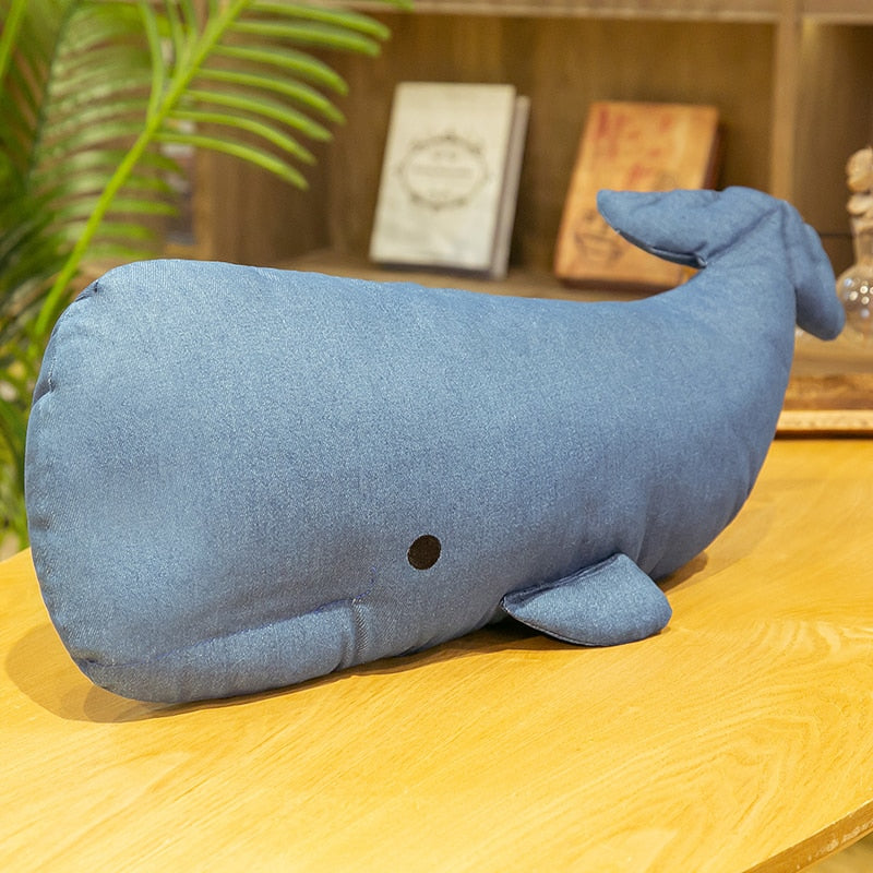 Almofadas de baleia azul pelúcia macia