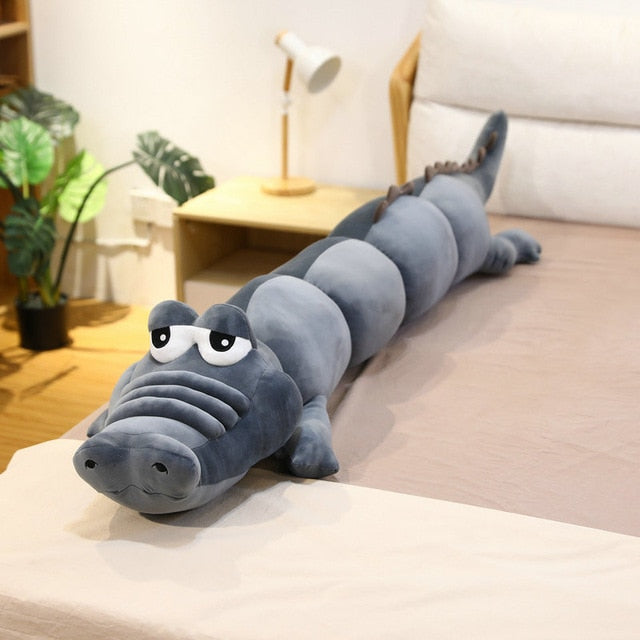 长大眼睛鳄鱼鳄鱼软填充毛绒枕头玩具
