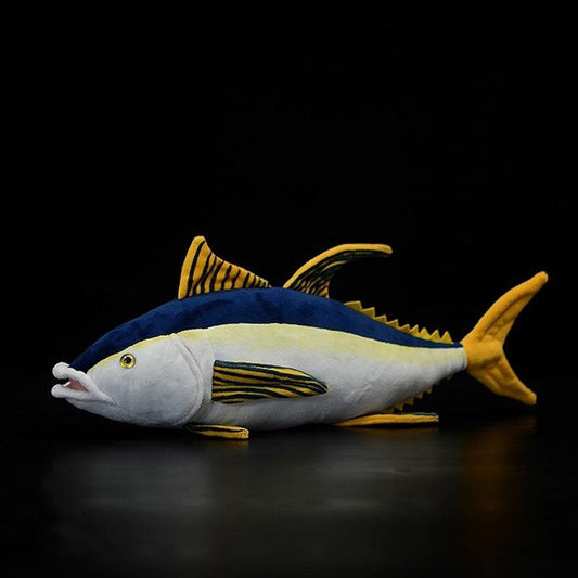 דג טונה צהוב סנפיר ממולא רך צעצוע קטיפה