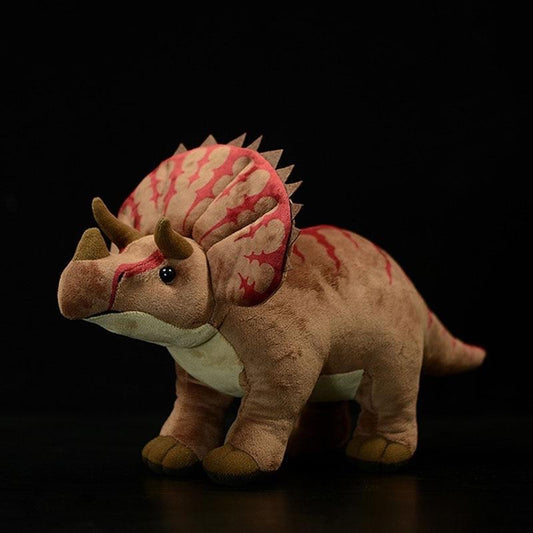 Giocattolo di peluche ripieno morbido di dinosauro triceratopo realistico