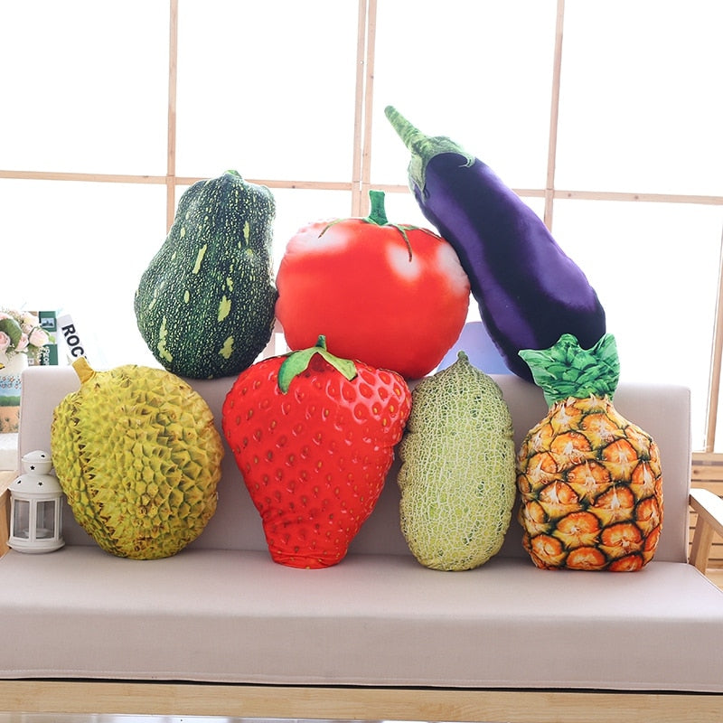 Jättefrukt och grönsaker plysch kudde kudde dekor leksak