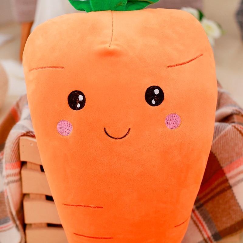 胡萝卜蔬菜软填充毛绒枕头玩具