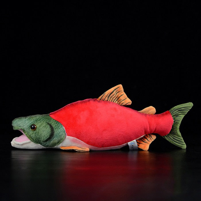 Brinquedo de pelúcia macio de pelúcia de peixe salmão vermelho