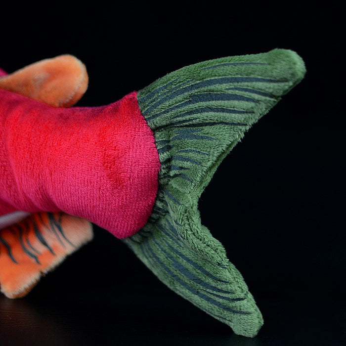 Brinquedo de pelúcia macio de pelúcia de peixe salmão vermelho