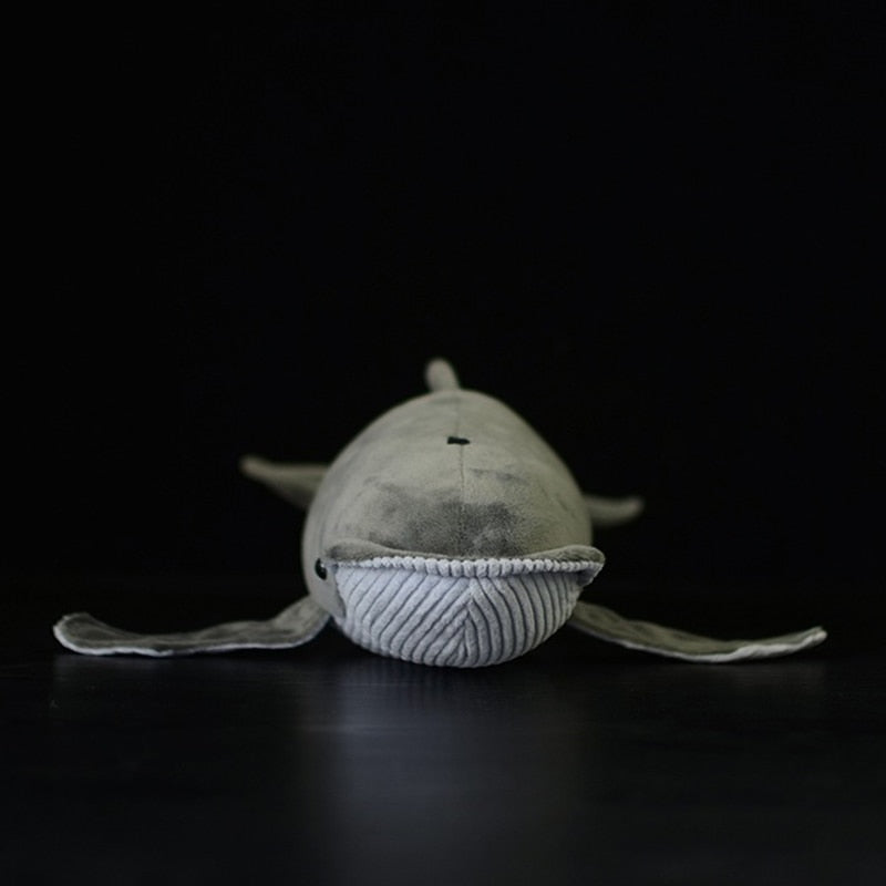 Jucărie de pluș moale cu balenă cu cocoașă gri
