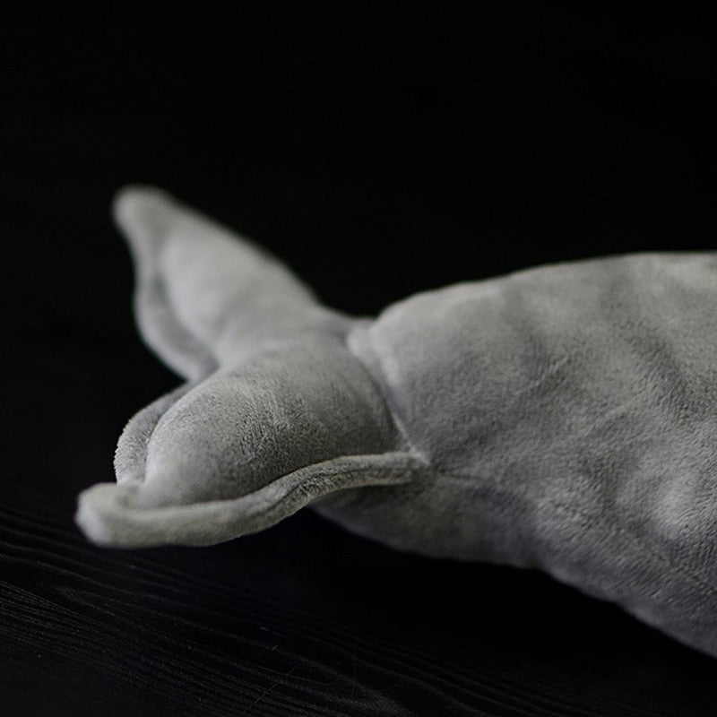 Jucărie de pluș moale cu balenă cu cocoașă gri