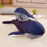 Plně velká modrá velryba, měkký vycpaný plyšový polštář