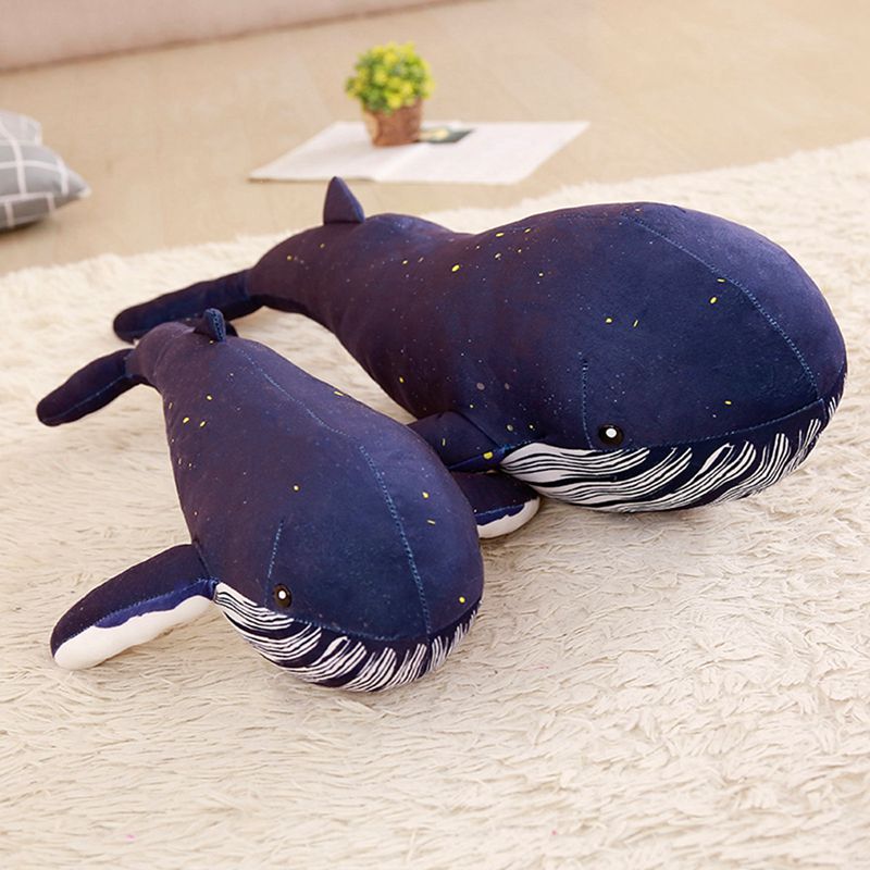 全尺寸蓝鲸软填充毛绒枕头玩具