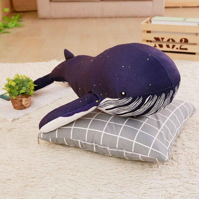 Travesseiro de pelúcia macio de pelúcia de baleia azul tamanho completo