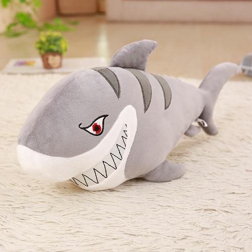 笑脸鲨鱼软填充毛绒枕头玩具